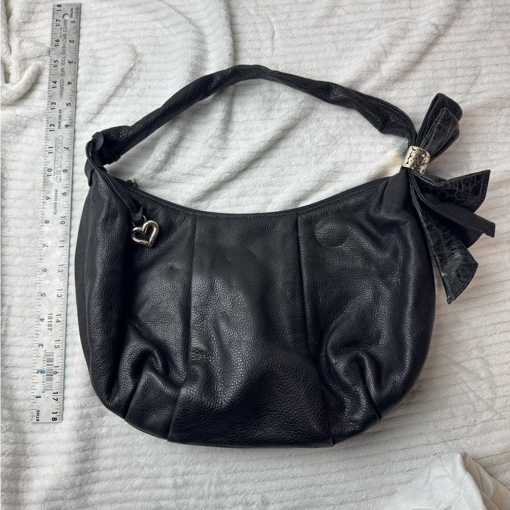 Brighton Black Hobo Bag with Heart Charm
